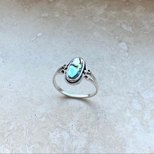 Sterling Silver Oval Abalone Ring, Silver Ring